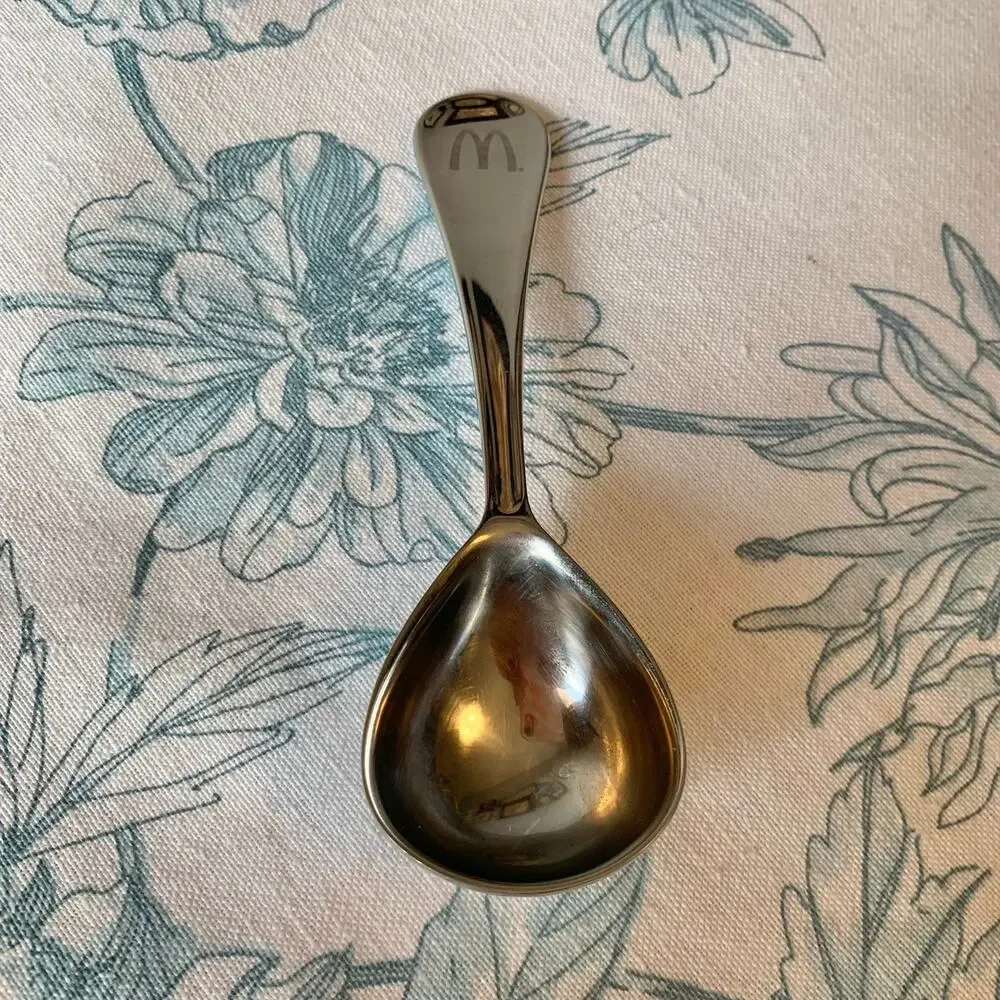 McDonald's Tea Caddy Spoon Coffee Scoop Stainless Steel Logo RARE HTF
